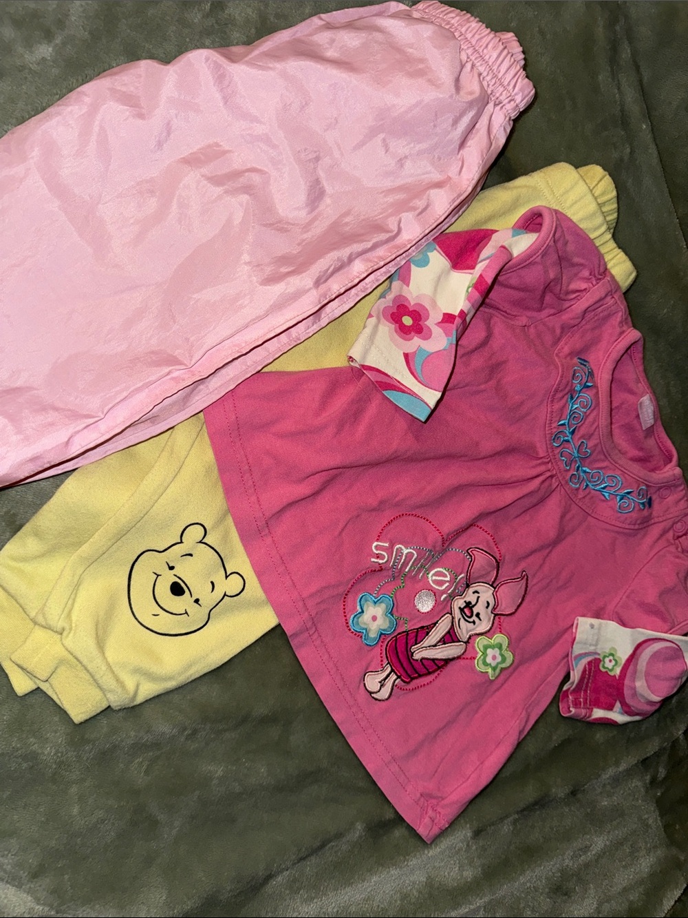 12-18m vintage Disney Pink Winnie the Pooh & Piglet Baby Outfit Set
